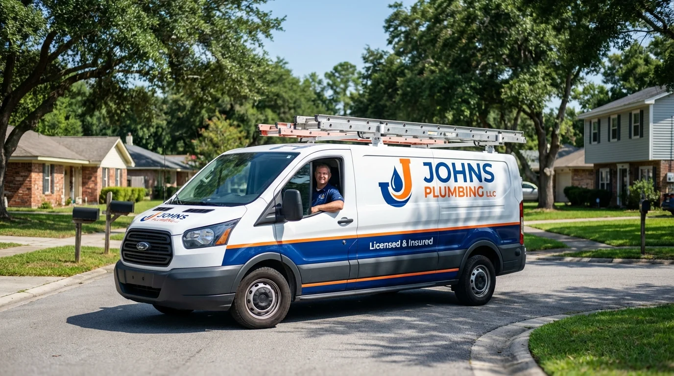Johns Plumbing LLC service van in Silver Creek, NY