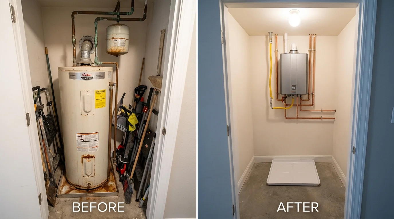 Tank water heater versus wall-mounted tankless unit comparison for Silver Creek, NY homeowners